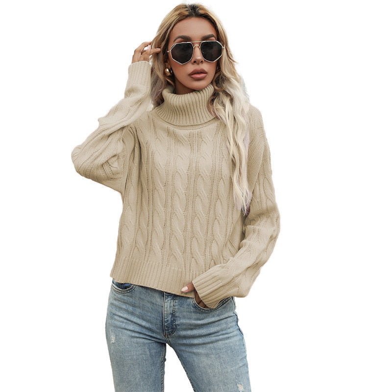 Dames gros tricot col roulé pull avec motif en torsade et coupe décontractée Chic und Stil