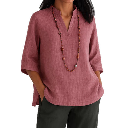 Blouse décontractée pour femmes avec décolleté en V et poches latérales Chic und Stil