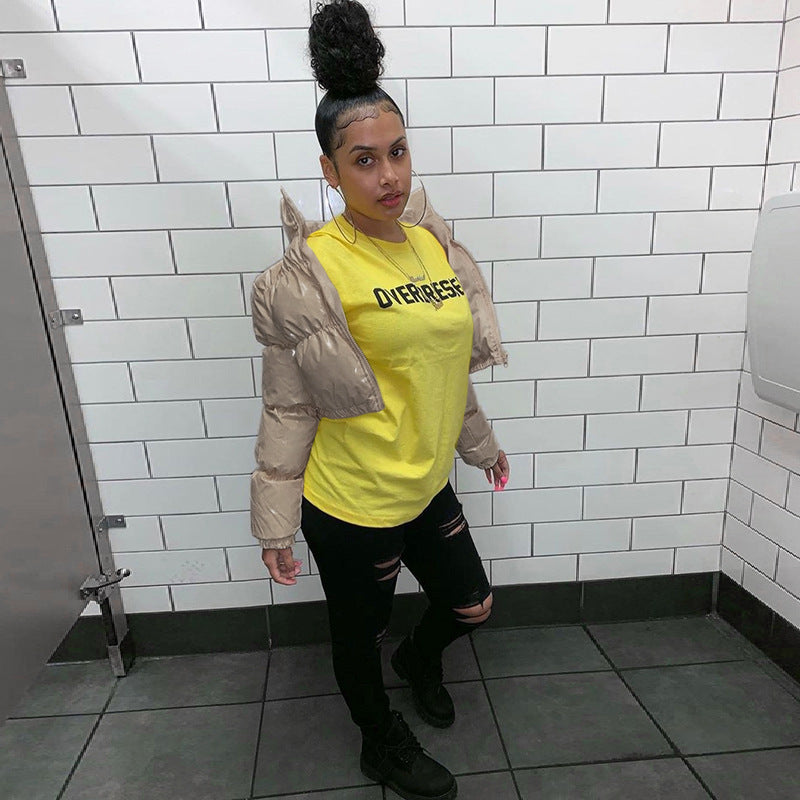 Dames Doudoune courte brillante Chic und Stil