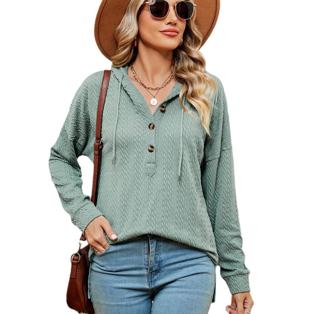 Pull women décontracté avec détails de boutons et capuche Chic und Stil