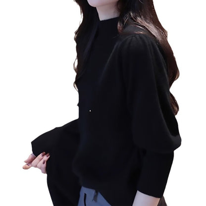 Pull à col haut à manches bouffantes élégant pour femmes Chic und Stil