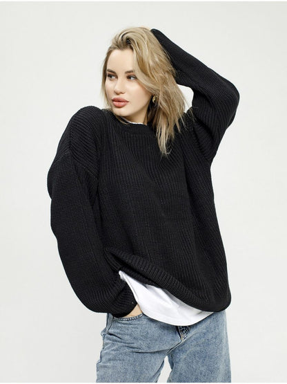 Pull en tricot décontracté pour femmes avec des épaules tombantes et un motif en torsades moderne Chic und Stil