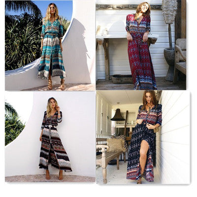 Femme Bohème Imprimé Floral Robe Maxi Chic und Stil