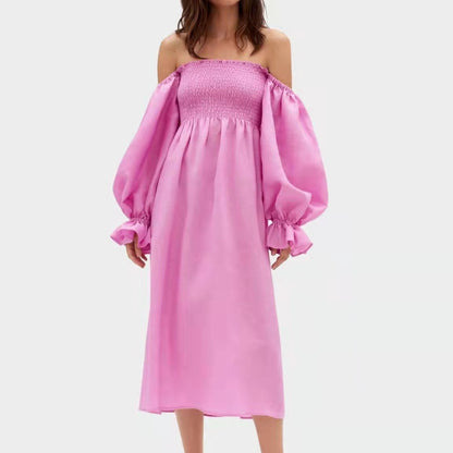 Robe maxi femme avec des manches bouffantes et une taille élastique Chic und Stil
