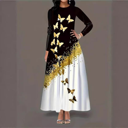 Femme Robe élégante à manches longues avec design papillon Chic und Stil