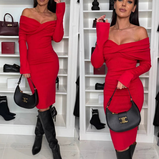 Robe midi bodycon off-shoulder Chic und Stil