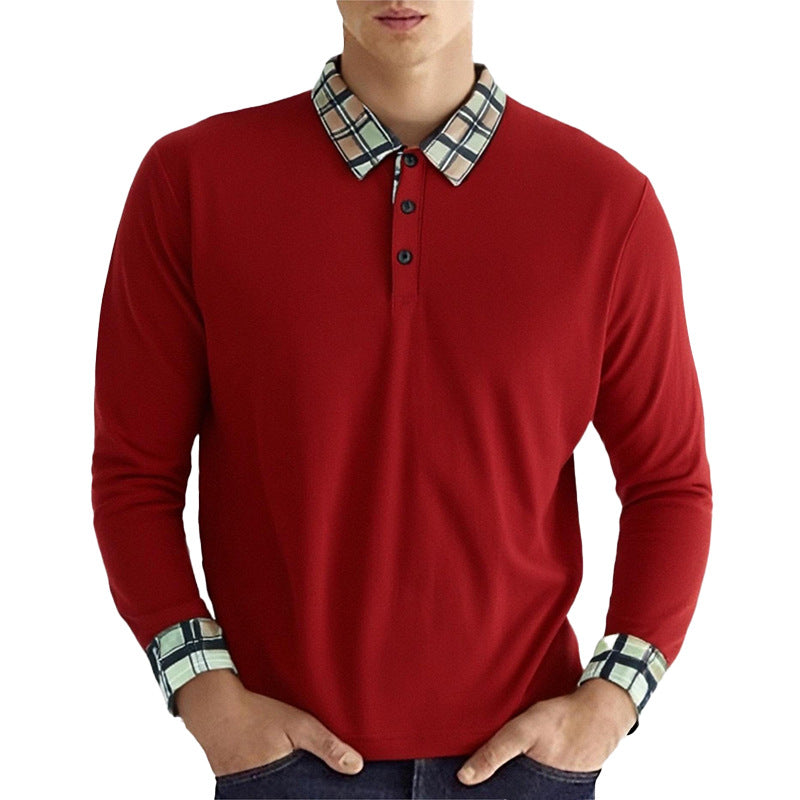 Chemise polo à manches longues pour hommes avec col à carreaux et tissu élastique Chic und Stil