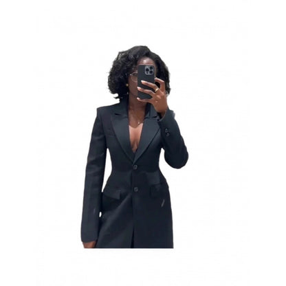 Dames élégant long blazer avec silhouette étroite et détails classiques Chic und Stil