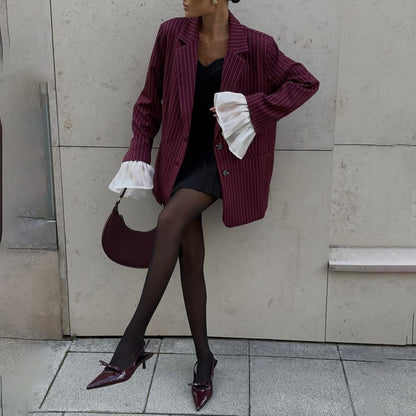 Dames Blazer élégant avec motif à rayures Chic und Stil