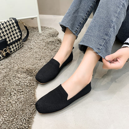 Dames Breatheable Tricot Pantoufles Flats Chic und Stil
