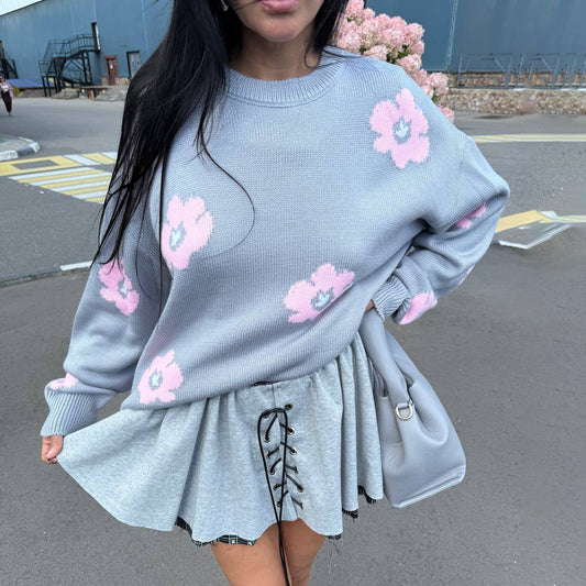 Pull en tricot pour femmes avec motif floral et coupe décontractée Chic und Stil