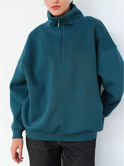 Pull en tricot décontracté pour femme avec col fendu et fermeture éclair Chic und Stil