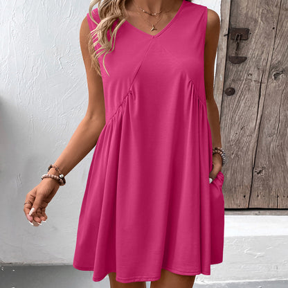 Robe femme fluide à décolleté en V avec poches latérales et coupe fluide Chic und Stil