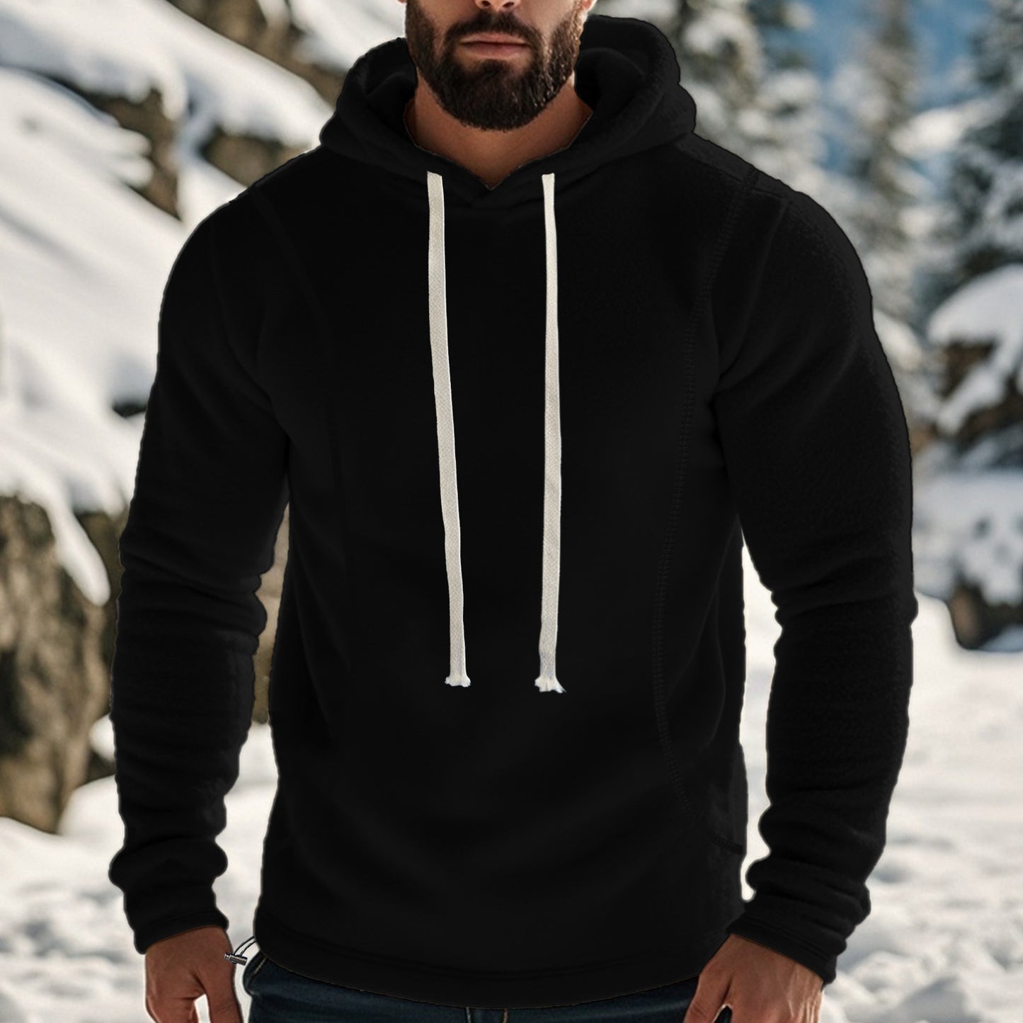 Homme pull à capuche en polaire confortable avec des éléments sportifs Chic und Stil