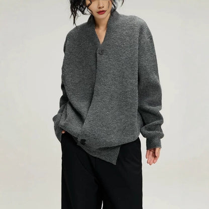 Dames Cardigan en tricot à la mode avec revers tendance Chic und Stil