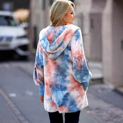 Dame veste en teddy douillette avec capuche et grandes poches Chic und Stil