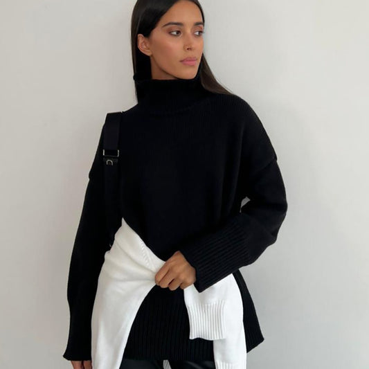 Pull à col roulé surdimensionné pour femmes en tricot doux Chic und Stil