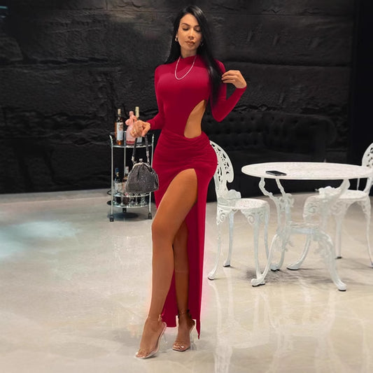 Robes maxi élégante pour femmes avec fente haute et découpe à la mode Chic und Stil