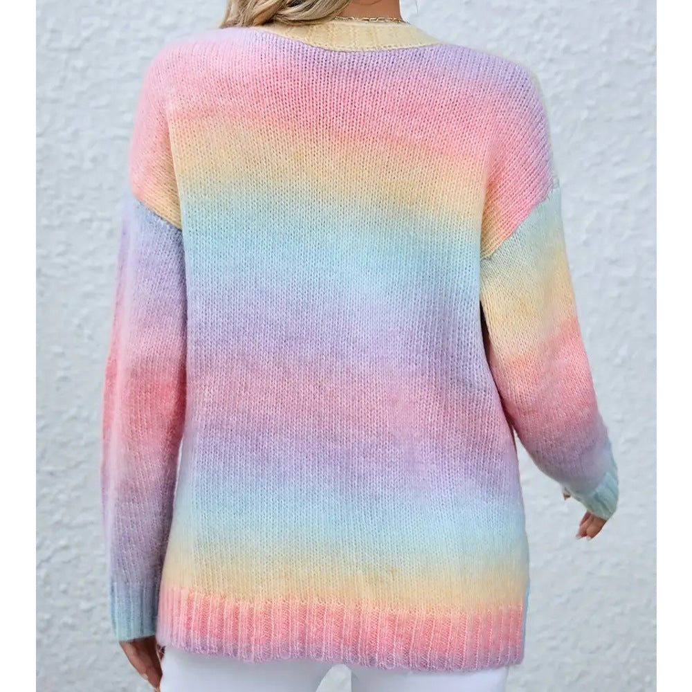 Dames cardigan en tricot décontracté avec dégradé de couleurs et bords ouverts Chic und Stil