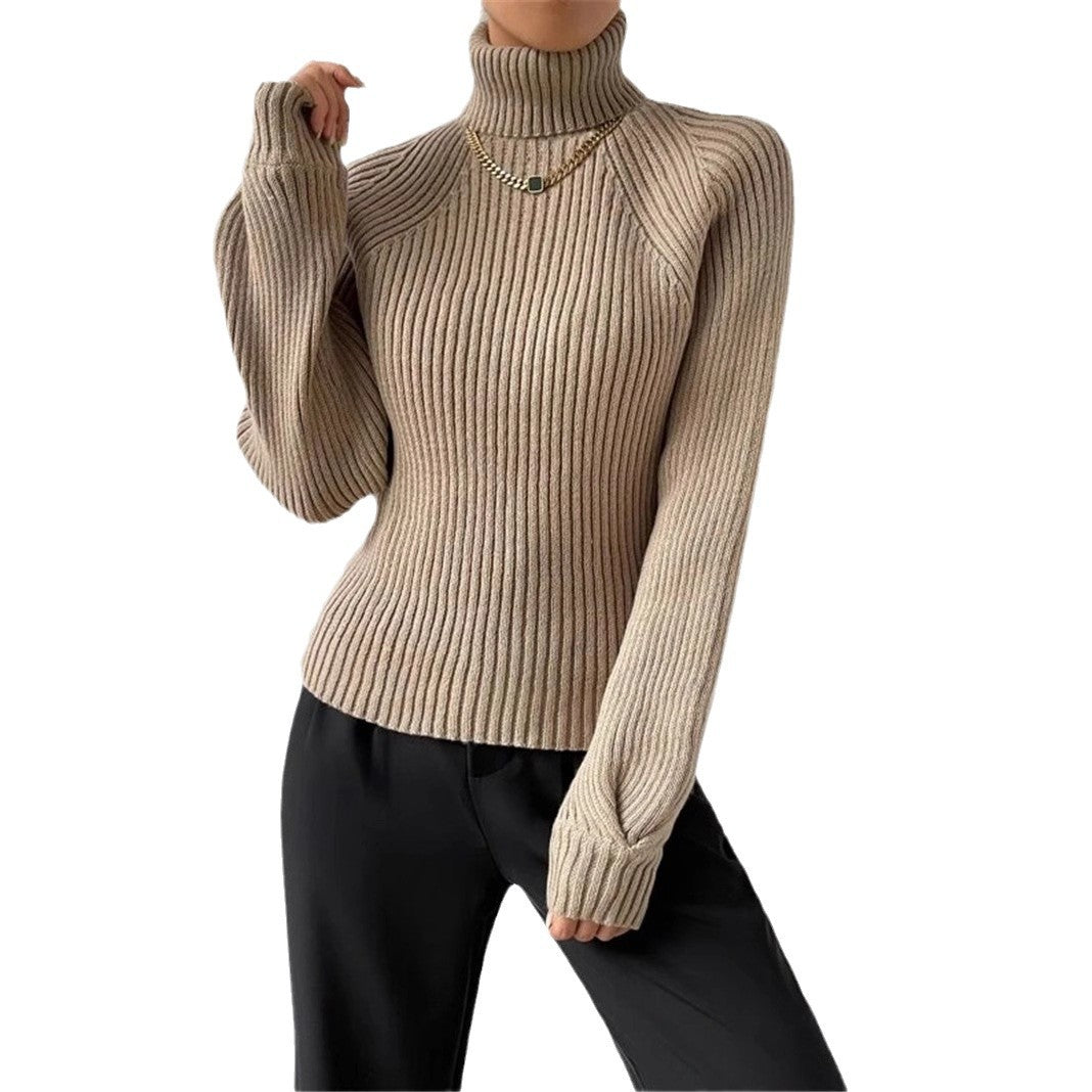 Pull femme ajusté avec texture côtelée et col montant Chic und Stil