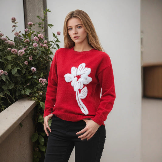 Pull femme avec motif floral en 3D Chic und Stil