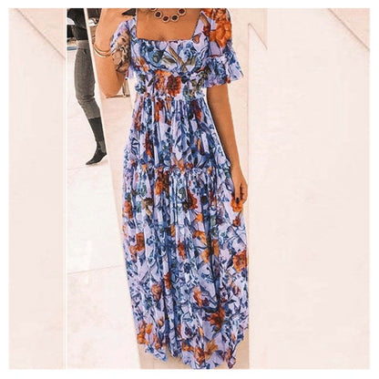 Robe maxi pour femmes avec motif floral et manches évasées Chic und Stil