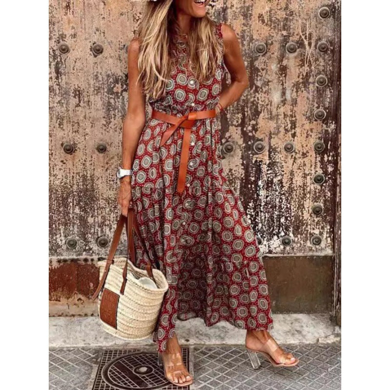 Robe maxi bohème pour femmes avec ceinture réglable Chic und Stil