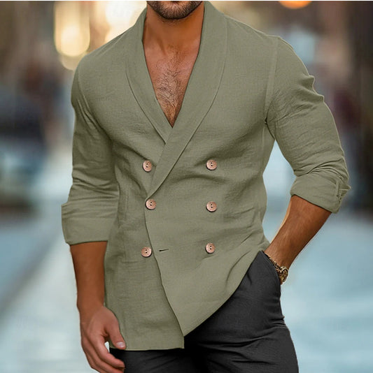 Blazer en lin élégant pour hommes avec coupe moderne et double boutonnage Chic und Stil