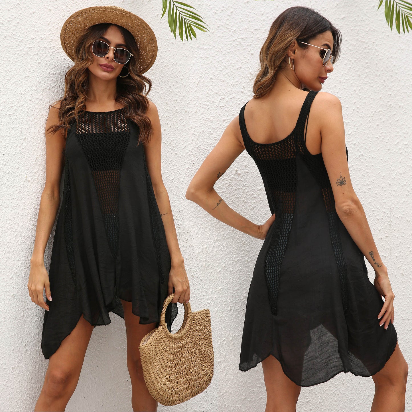 Dames Robe de Plage en Crochet Aérée Cover-Up Chic und Stil