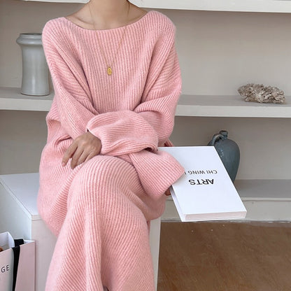 Robe en tricot longue pour femmes avec coupe ample et fine structure côtelée Chic und Stil