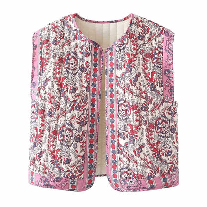 Dames gilet matelassé avec design floral Chic und Stil