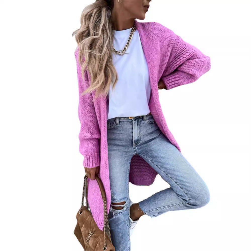 Dames gros tricot cardigan avec devant ouvert et manches décontractées Chic und Stil