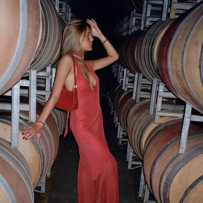 Robe maxi femme avec un dos raffiné et des volants élégants Chic und Stil