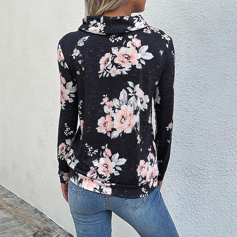 Pull décontracté pour femmes avec motif floral et col montant Chic und Stil