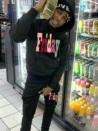 Men's hoodie and jogging pants set with creative print Chic und Stil