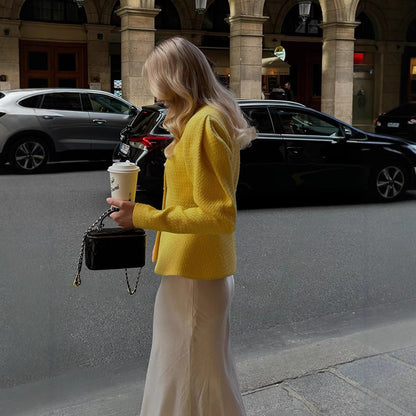 Dames Élégante Veste Cintrée avec Détail de Bouton Chic und Stil