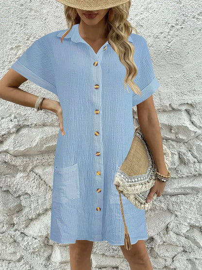 Dames robe chemisier à manches courtes Chic und Stil