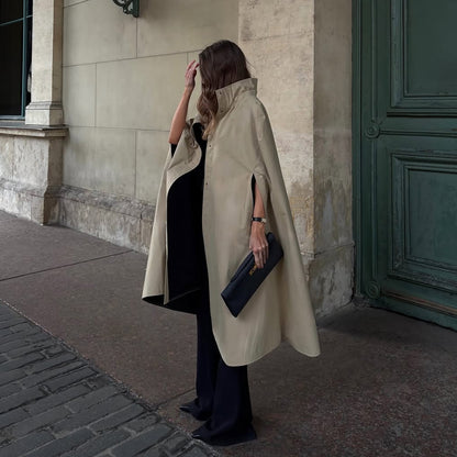 Dames élégant trench-coat avec un col haut et des fentes latérales Chic und Stil