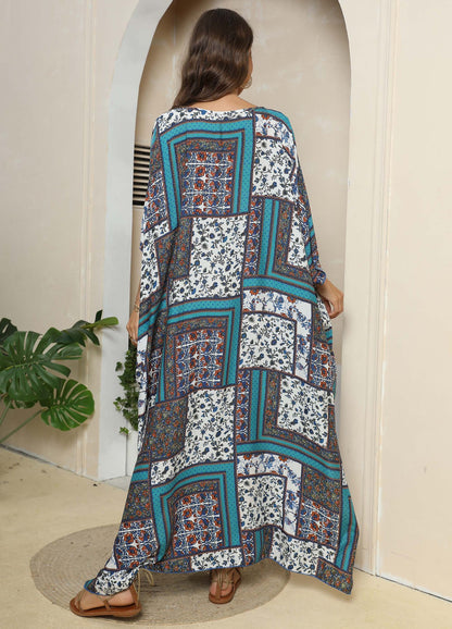 Femmes Robe Kaftan Maxi Imprimée Élégante Chic und Stil