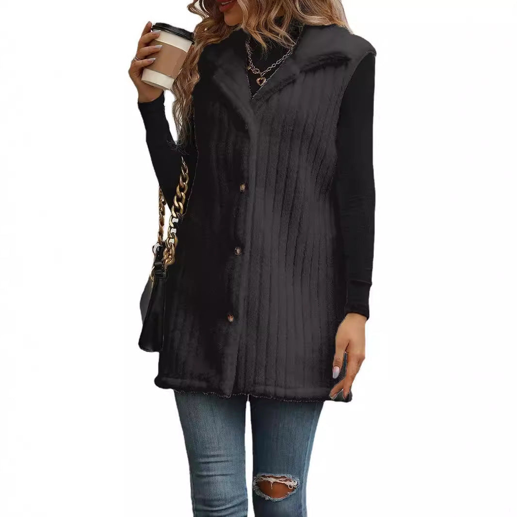 Dames élégante et chaude veste doublée avec fermeture à boutons Chic und Stil