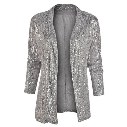 Dames Brillante et élégante cardigan en tricot avec paillettes Chic und Stil