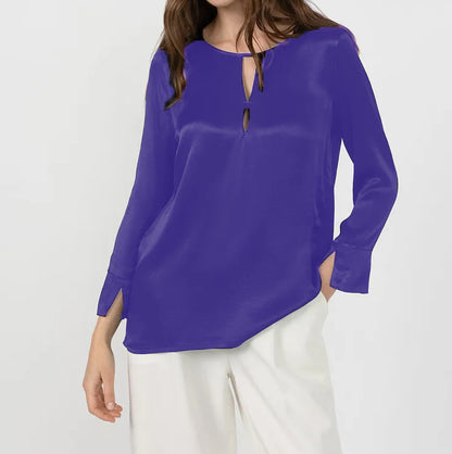 Dames Élégante blouse avec un design d’ouverture innovant et un matériau douillet Chic und Stil