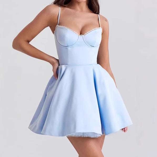 Robe A-ligne ludique pour femme avec bustier en dentelle et bretelles réglables Chic und Stil