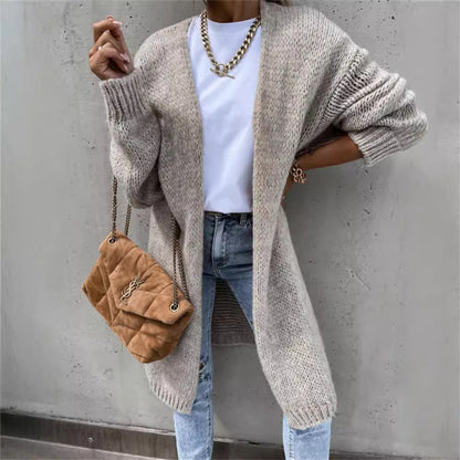 Dames gros tricot cardigan avec devant ouvert et manches décontractées Chic und Stil