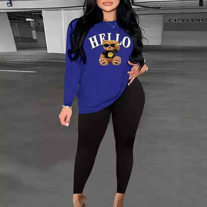 T-shirt à manches longues pour femmes avec un joli motif d'ours et une coupe décontractée Chic und Stil