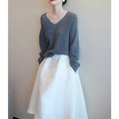 Pull élégant en tricot à col en V pour femmes Chic und Stil