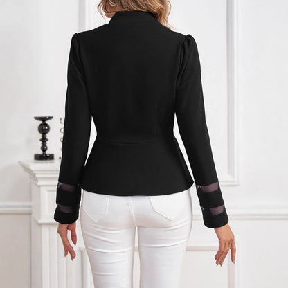 Dame Veste blazer élégante avec des manches transparentes et une coupe cintrée Chic und Stil
