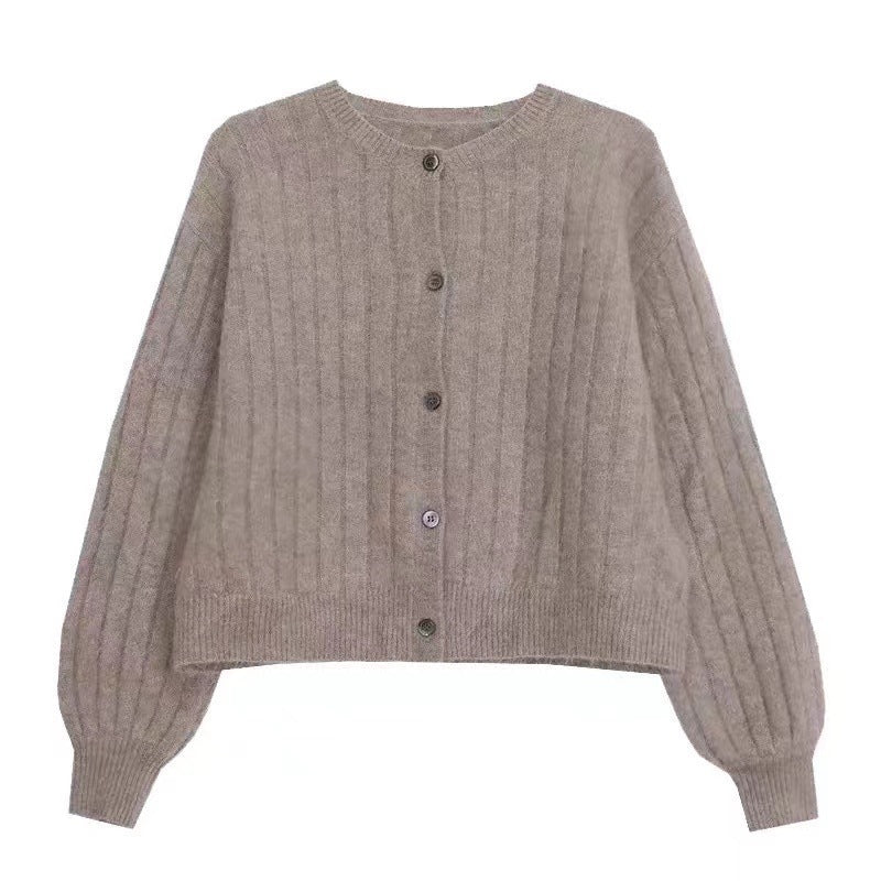 Dames cardigan douillet en tricot avec fine structure côtelée et détails de boutons Chic und Stil