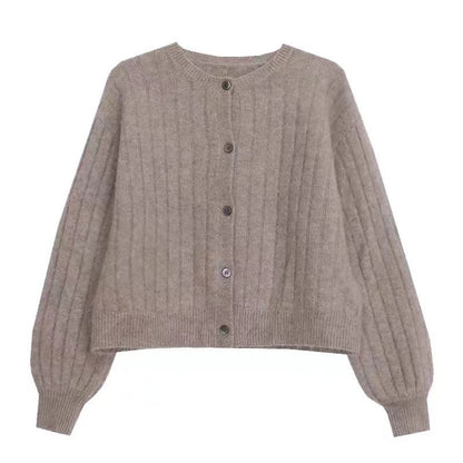 Dames cardigan douillet en tricot avec fine structure côtelée et détails de boutons Chic und Stil