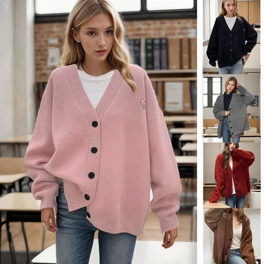 Dames Grobstrick Cardigan avec coupe oversize et motif cœur décoratif Chic und Stil